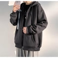 thumbnail image 4 of LpwkSSA Men's Cardigan Hooded Jacket Solid Color Quilted Zipper Long Sleeve Drawstring Windproof Outcoat with Pocket Trendy Loose Workout Coat Gray XL, 4 of 6
