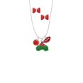 thumbnail image 2 of Delight Jewelry 10mm Red Crystal Drop Christmas Kiss Charm Necklace and Stud Earrings, 2 of 4