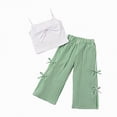 thumbnail image 6 of TOWED22 Baby Girl Clothes Toddler Outfits 2pcs Sleeveless Print Smocked Camisole Linen Pants Summer(Green,5-6 Y), 6 of 6