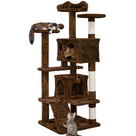 Easyfashion 54.5 H Cat Tree Tower Condo Scratching Post Kitten Furniture Brown