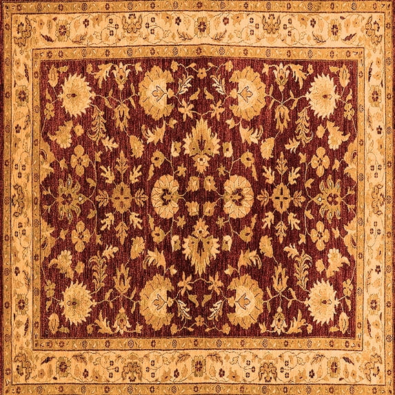 Ahgly Company Indoor Square Oriental Orange Industrial Area Rugs, 8' Square