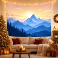 thumbnail image 3 of Mountain Above Pines at Golden Sunset, Serene Digital Art for Nature Lovers, Mountain Landscape Decor, Housewarming Gift, Tapestry Wall Hanging for Bedroom and Living Room, 3 of 7