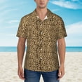 thumbnail image 4 of Daiia Leopard Print Brown Hawaiian Shirt for Men Gentle Cotton Regular Short Sleeve Casual-Small, 4 of 9
