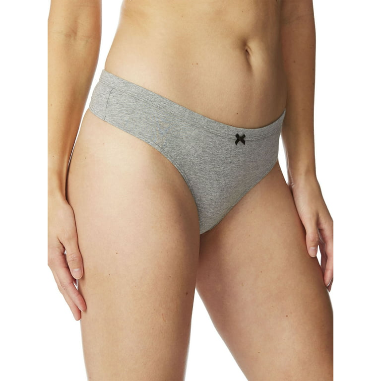 No Boundaries Women's Cotton Spandex Thong Panties, 5-Pack