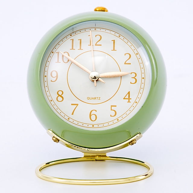 Reloj de metal de estilo europeo, ingenioso, silencioso, redondo, electrónico, de cuarzo, para niños, para sala de estar, dormitorio, color verde.