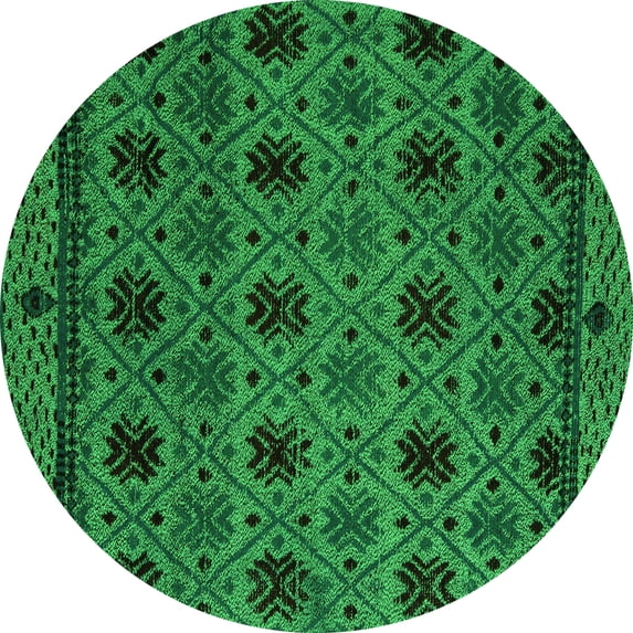 Ahgly Company Indoor Round Abstract Green Modern Area Rugs, 4' Round