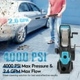 thumbnail image 3 of RELOIVE Electric Pressure Washer, 3000W Motor, 4000PSI Pressure, 2.6GPM Max Flow, 6 Multiple Nozzles and a Car Brush, A Foam Cannon, 35.56FT Water Hose Length & 32.41FT Power Cord Length, 3 of 15
