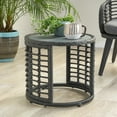 thumbnail image 2 of Noble House Caspian Indoor Modern Boho Wicker Side Table with Tempered Glass Top, Gray, 2 of 8