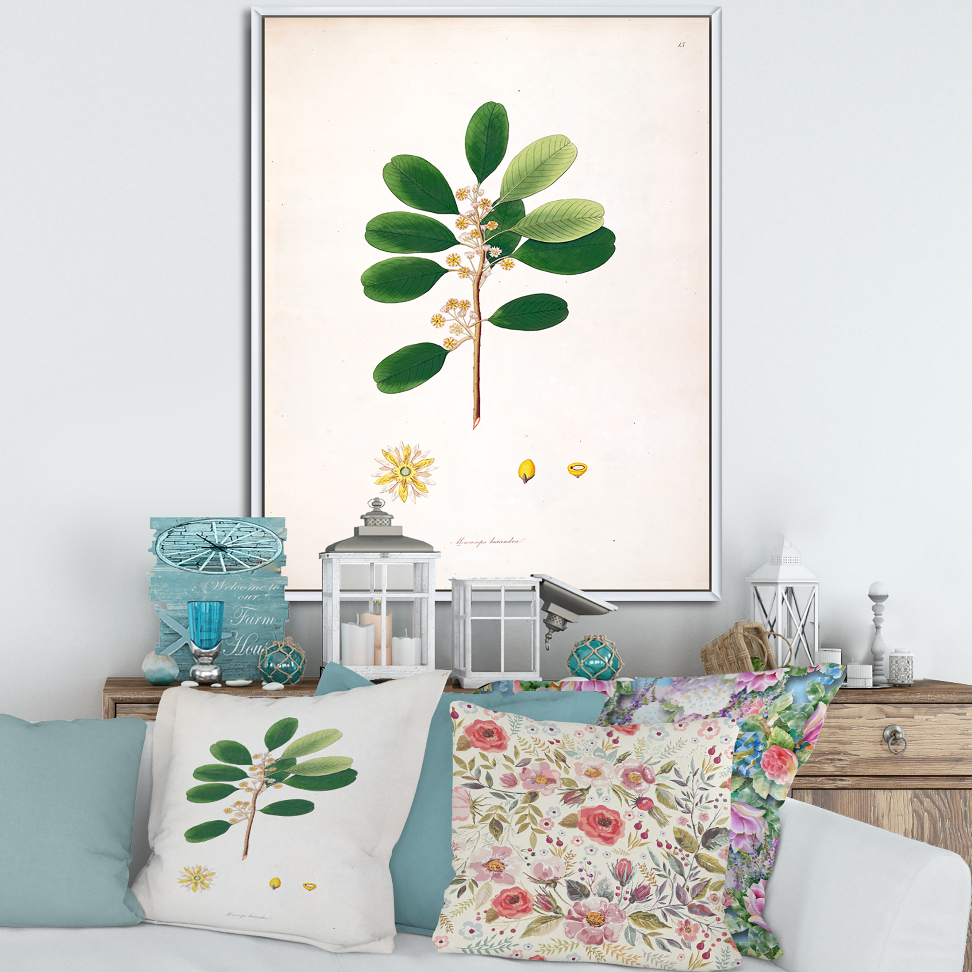 Designart 'Ancient London Plants IX' Farmhouse Framed Canvas Wall Art Print