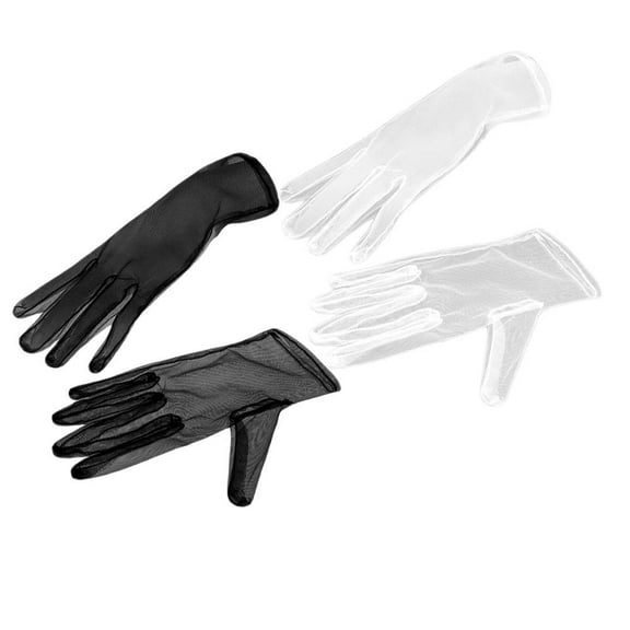 WEUVEB 2Pairs Mesh Wedding Gloves Fashionable Bridal Dress Gloves Comfortable Stretchy for Parties