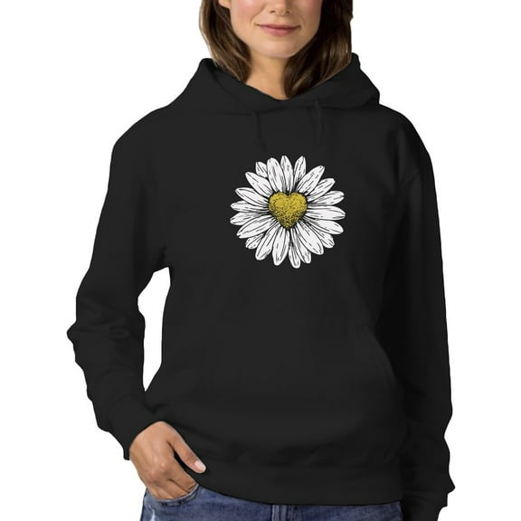 Daisy Flower Drawing Hoodie Women -GoatDeals Designs, Female Large