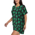 thumbnail image 2 of Fuzoiu Cartoon Kawaii Frogs Print Women's Short-Sleeved Pajama Set,Lounge Sleepwear Set,Womens Pajama Sets 2 Piece,Button-Up Top and Shorts with Pockets-Medium, 2 of 7