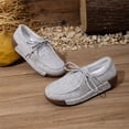 thumbnail image 5 of IEMIEMIEM Women’s Canvas Loafers Breathable Lace-Up Platform Casual Soft Comfort Walking Shoes Lightweight Non Slip Wedge Sneakers for Daily Outdoor Travel Work All Day Standing Wear Gray 7.5 Wide, 5 of 6