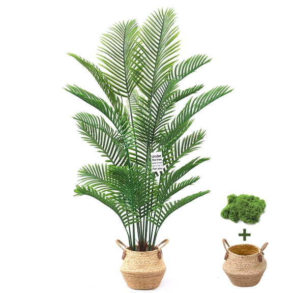 Superchoiece 6ft Artificial Palm Tree with Hand-Woven Baskets,Tall Faux Plants Indoor for Living Room Office Home Decor