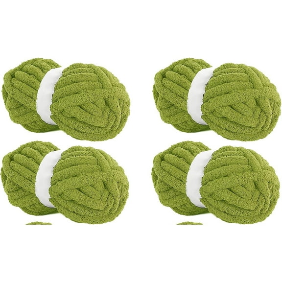 4pack Chunky Chenille Yarn for Blanket, Super Bulky Soft Thick Fluffy Jumbo Giant Washable Polyester Big Yarn for Hand Knitting Extreme DIY Arm Knitting Throw Rugs Pillow