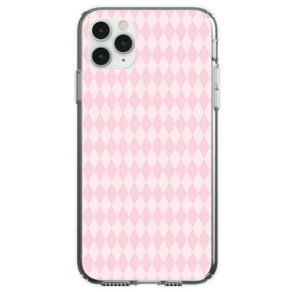 DistinctInk Clear Shockproof Hybrid Case for iPhone 13 PRO (6.1" Screen) - TPU Bumper, Acrylic Back, Tempered Glass Screen Protector - Pink Diamond Pattern