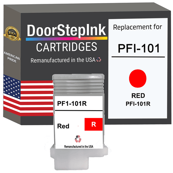 Remanufactured DoorStepInk in the USA Ink Cartridge for Canon PFI-101 130ML Red