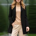 thumbnail image 2 of Women's Elegant Single-Breasted Wool Coat - Mid-Length Solid Color Long-Sleeved Winter Outerwear, Black, L, 2 of 5