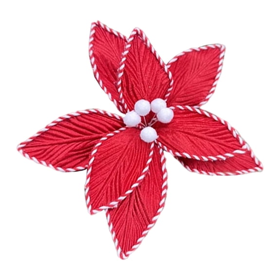 9in Christmas Velvet Poinsettia Flower Xmas Tree Pick, 1Pc Artificial Poinsettia Flower Winter Ornament for Christmas Tree New Year Wreath Garland Table Centerpiece Holiday Decor,Red
