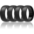 thumbnail image 1 of shiyou-Thunderfit Mens Silicone Rings Wedding Bands - 7 Rings / 4 Rings / 1 Ring - Classic & Striped Style - 8.7 mm Wide - 2.5mm Thick, 1 of 4