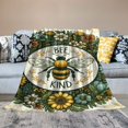 thumbnail image 2 of BCIIG Bee Honeycomb Flowers Warm Lightweight Fleece Blanket Soft Throw Blanket Living Rooms Sofa Decor Cow Gifts All Seasons Flannel Material Blanket 40x50in, 2 of 6