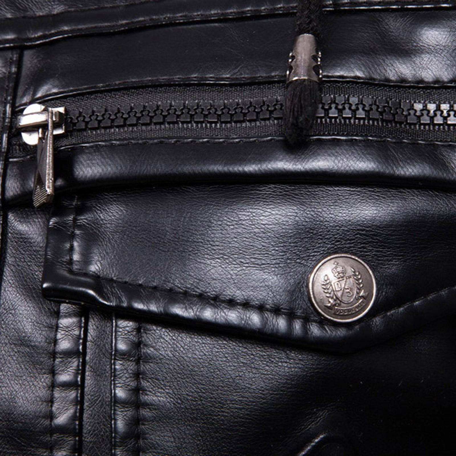 CHEEREAM en's Faux Leather Jacket Motorcycle Jacket Waterproof Windproof PU Moto Vintage Bomber Hoodie with Hood Black S