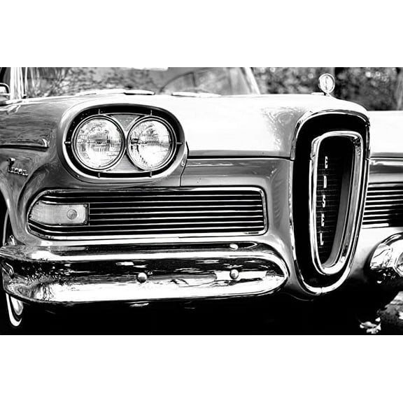 Iconic Arts Laminated 36x24 inches Poster: Antique Automobile Automotive Bumper Car Classic Edsel Ford Headlight Hood Luxury Sedan Transportation System Vehicle Vintage
