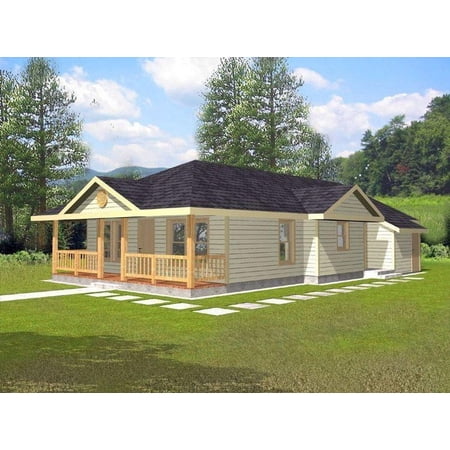001-2015: Bungalow Small/affordable 3 Bed, 1 Bath Luxury Home Plan, 1192 Sq Ft: Full Blueprints with License to Build by Home Plan Marketplace - Lesuto