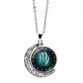 thumbnail image 1 of Collier Zodiaque Étoilé Pendentif Lune Rotatif Double Face Chaîne de Pull Rétro-Vierge, 1 of 3