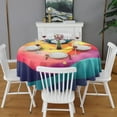 thumbnail image 2 of Colorful Tie Dye Mountain Pattern Round Tablecloth 60"x60",Wrinkle Wipeable Table Cloth for Kitchen Dining Room Picnic Patio Party, 2 of 6