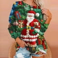 thumbnail image 4 of Fartey Plus Size Womens Ugly Christmas Sweatshirt Funny Cute Xmas Tree Santa Print Shirts Dressy Casual Long Sleeve Crew Neck Pullover Tops Loose Comfy Holiday Blouses, 4 of 7
