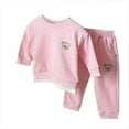 thumbnail image 2 of Eltusu Baby Girls Cotton Outfit Sets, Two Pieces Loose Fit Long Sleeve Tops and Pants Set Pink Size 0-3 Months, 2 of 3