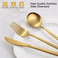 thumbnail image 3 of NOGIS Shiny Gold Silverware Set, 4-Piece Stainless Steel Satin Finish Flatware Set, Kitchen Utensil Set, Mirror Polished Tableware Cutlery Set for Home and Restaurant（Gold）, 3 of 6