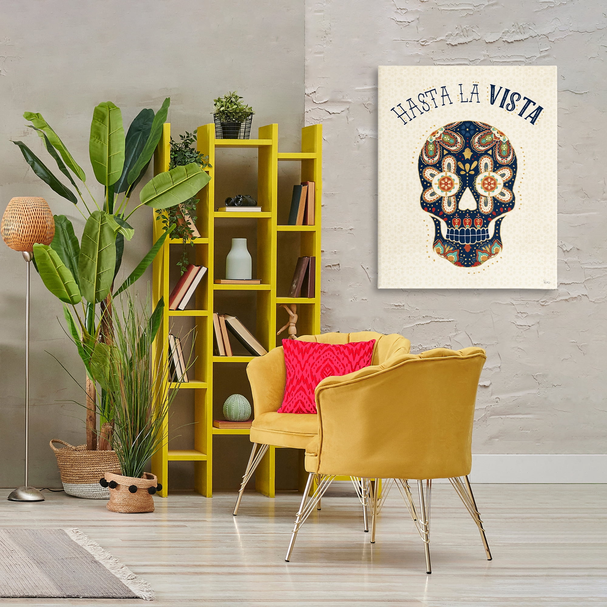 Stupell Industries Hasta la Vista Calavera Inspirational Quotes & Sayings Painting Wrapped Canvas Art Print Wall Art, 30 x 40