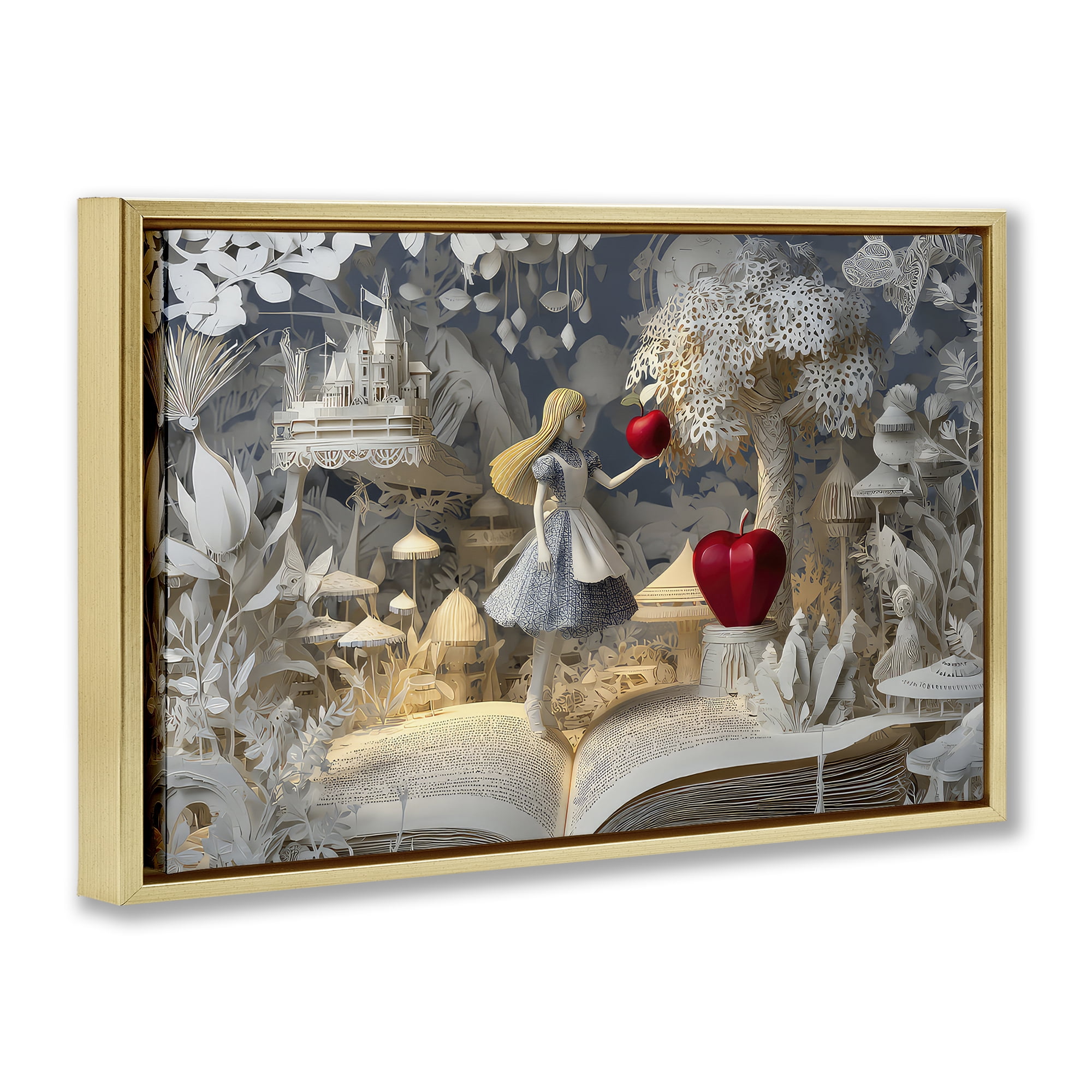 Stupell Industries Fairytale Scene Papercraft Gold Framed Floater Canvas Wall Art, design by The Wands Want