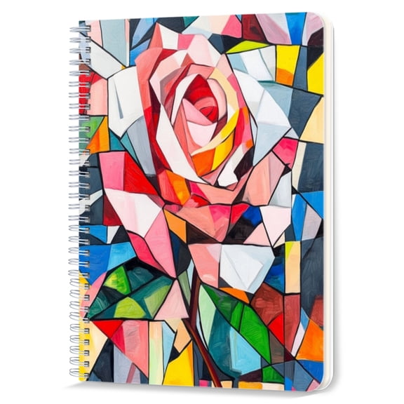 Spiral Notebook,Double-Wire Spiral College Lined Journal Notebook for Study and Notes,100 Pages,5.71x 8.26 in - A Beautiful Abstract Painting of a Color - block Rose