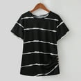 thumbnail image 4 of Girls Shirts Summer Casual Short Sleeve Buttons Striped Tunic Tops Girls' Tops Black 6 Years-7 Years, 4 of 7