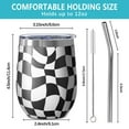 thumbnail image 5 of 12oz Stemless Wine Tumblers Black and White Wavy Checkerboard Pattern Vacuum Insulated Stainless Steel Travel Tumbler Cups Mug with Lid and Straw for Champaign,Cocktail,Beer with Cleaning Brush, 5 of 5
