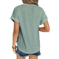 thumbnail image 5 of UVN T Shirts for Women Summer Short Sleeve Eyelet Tops Dressy Casual Crewneck Blouses, 5 of 9