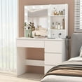 thumbnail image 2 of Vabches Makeup Vanity with Lights, Bedroom Vanity Table with Power Strip, Modern Dressing Table, 4 Drawers, White, 2 of 8