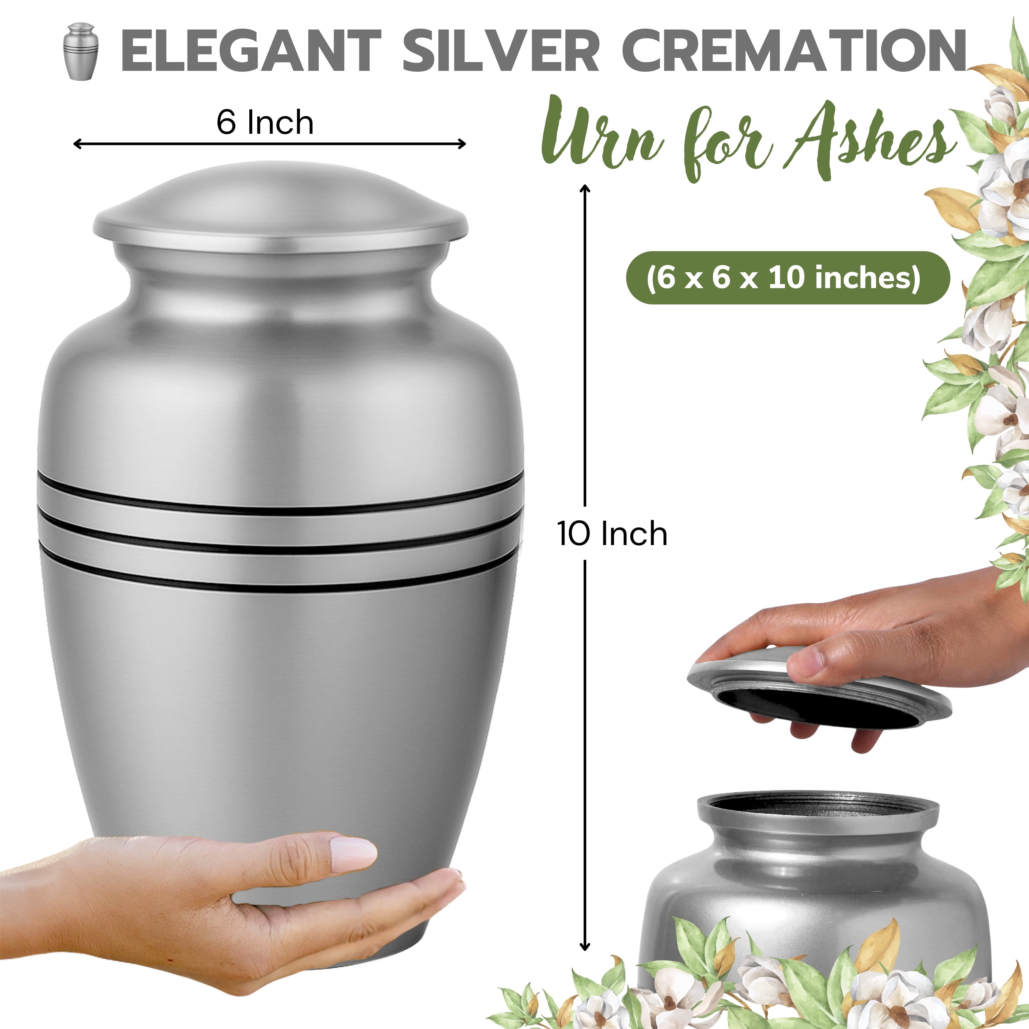 Aluminum Handcrafted Urn - Elegant Keepsake Holder for Adult Human Ashes (Coal & Steel Gray)