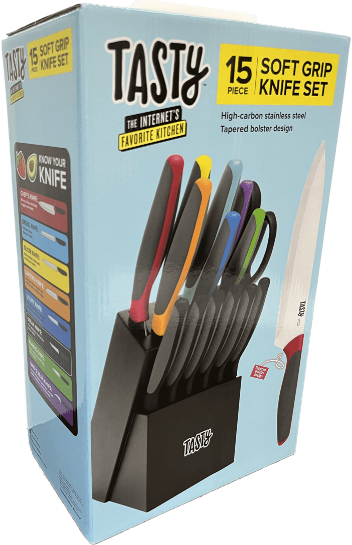 Tasty Knife Set of 2 With Sheaths Chef and Utility Knife Soft Grip