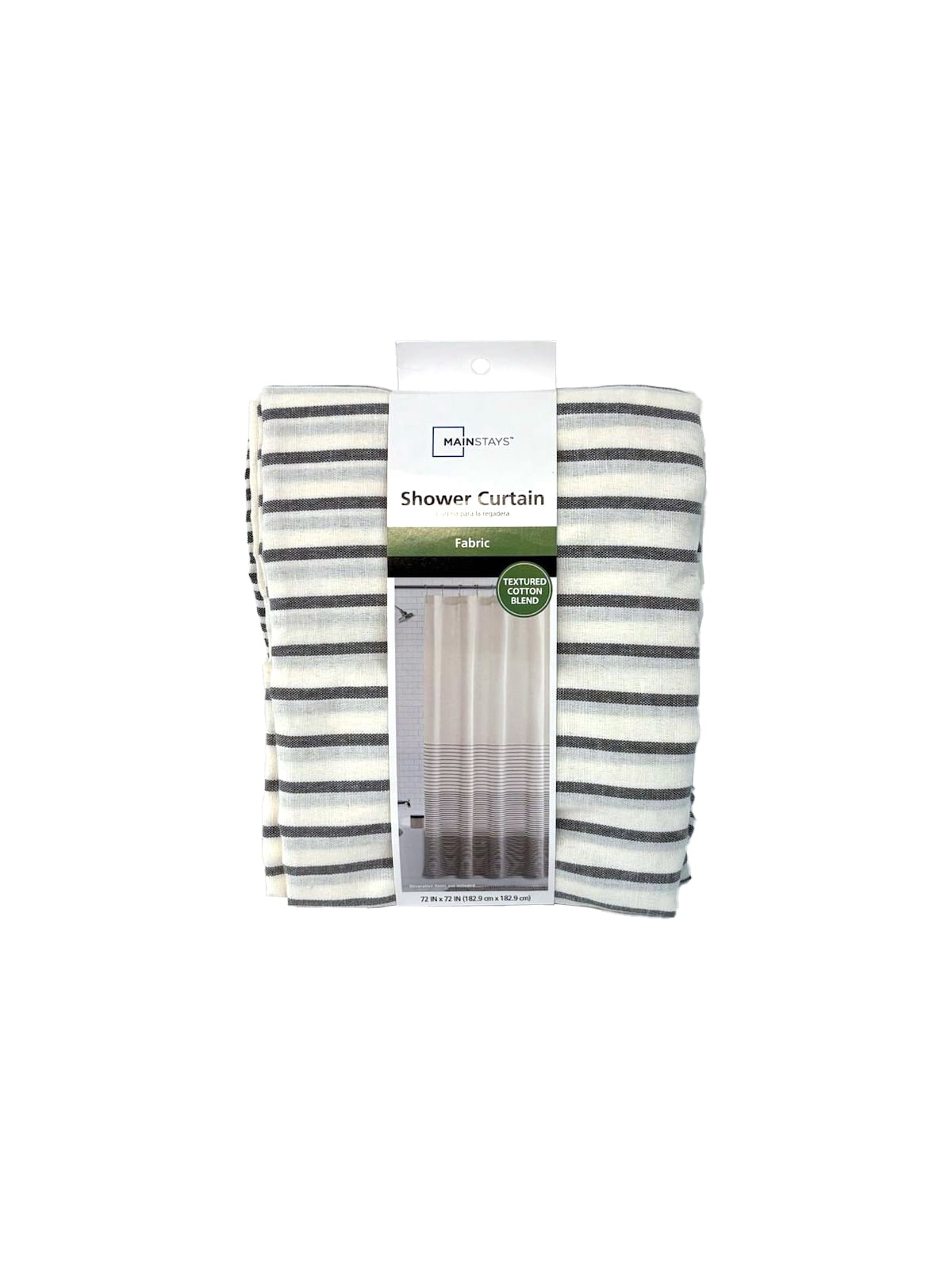 Mainstays Black Yarn Dyed Stripe Shower Curtain, 72" x 72"