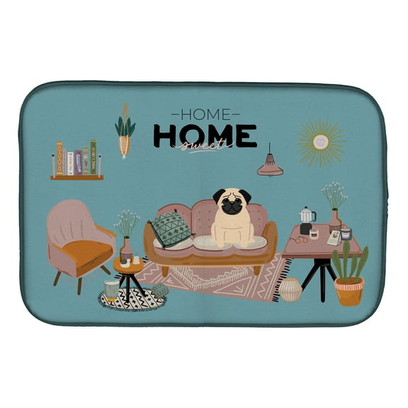 Fawn Pug Sweet Home Dish Drying Mat