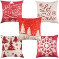 thumbnail image 1 of 5 fundas de almohada navideñas de 45 x 45 cm, de lino y algodón, decorativas, con forma de copo de nieve, para sofá, para recuerdo navideño del hogar, 1 of 5