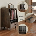 thumbnail image 5 of Hironpal Large Record Player Stand with Vinyl Storage with LED Light, Turntable Stand with Drawer, Midcentury Record Player Table Holds Up to 200+ Albums, DVD Shelf for Music Room Living Room-Walnut, 5 of 8