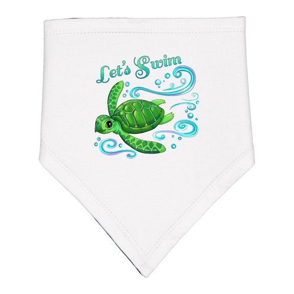 Inktastic Lets Swim Cute Sea Turtle Baby Bandana Bib