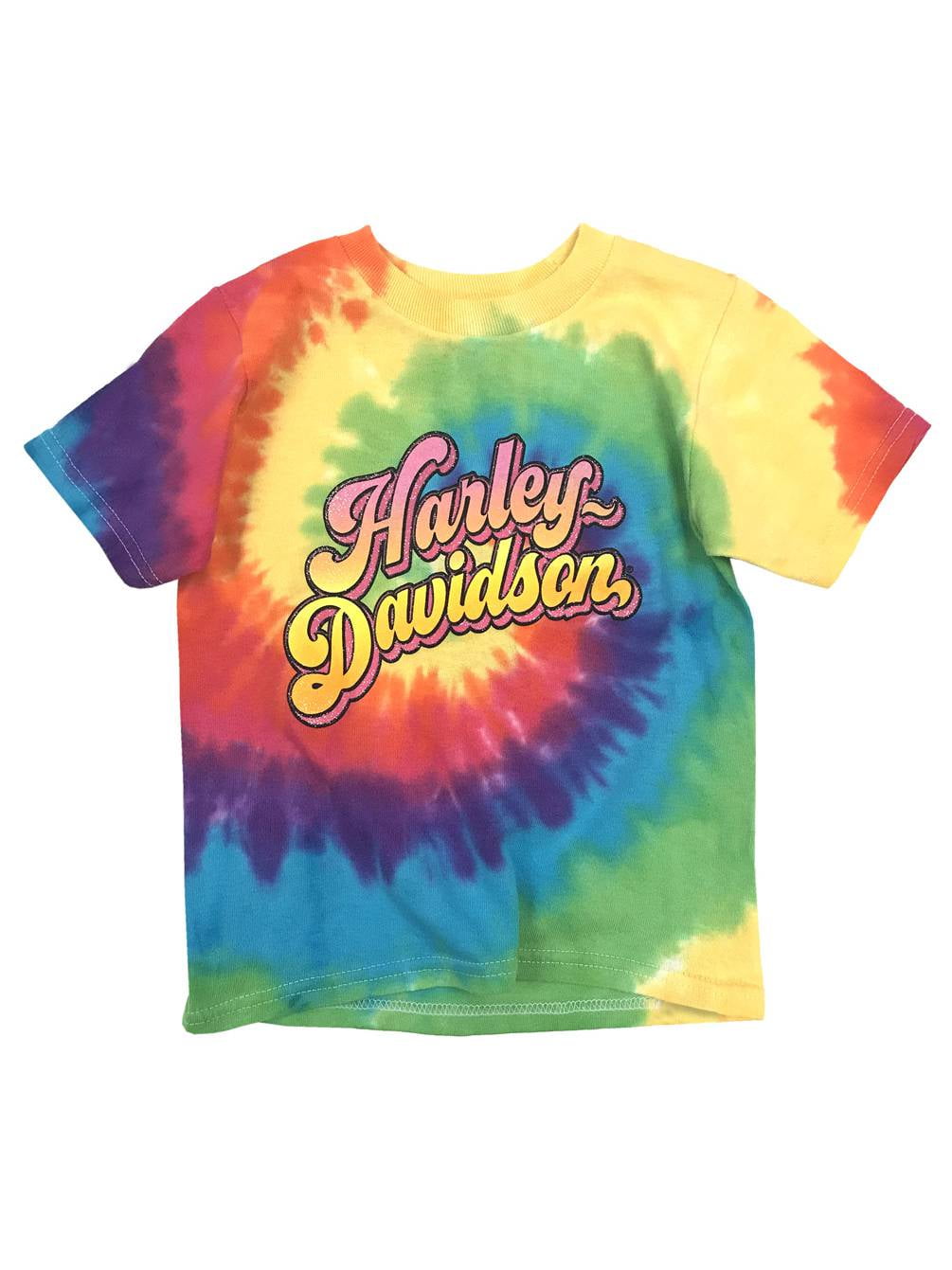 Harley Davidson Little Girls Glitter Swirl Tie Dye Rainbow Tee 1520753 3t Harley Davidson Walmart Com