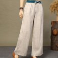 thumbnail image 5 of Kmdttou Women Loose Fitting High Waisted Linen Wide Leg Long Pants Appear Slim And Color Pants, 5 of 9