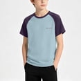 thumbnail image 2 of SAWOBUUN Boys Athletic Performance T-Shirt Kids Quick Dry Raglan Sleeve Crewneck Tee Breathable Color Block Active Top for Sports Running, 2 of 6